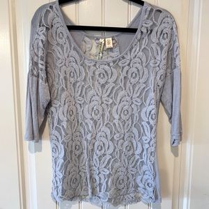 Grey Lace Top